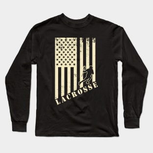 Lacrosse Usa American Flag Long Sleeve T-Shirt